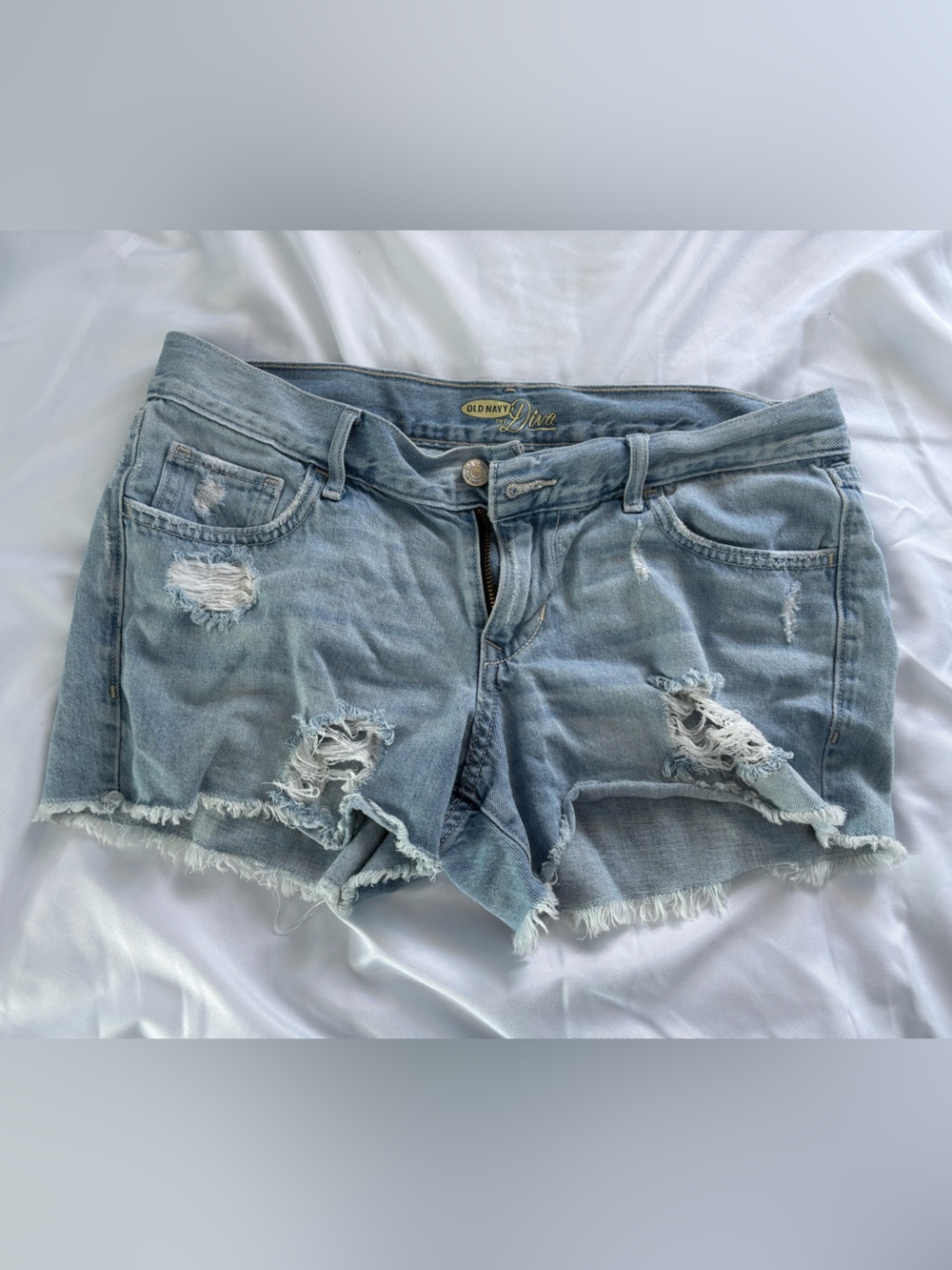 Old Navy Light Wash Distressed Denim Cutoff Shorts